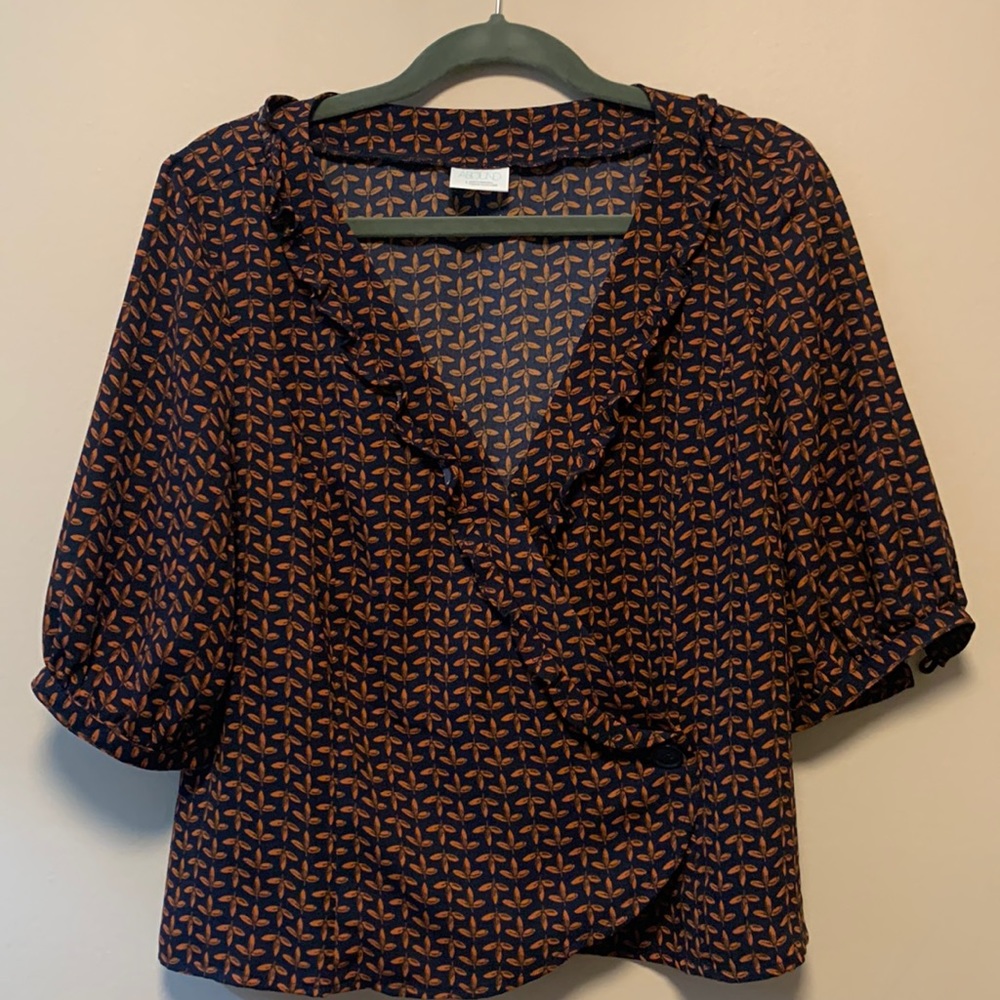 Navy Blue and Orange Top